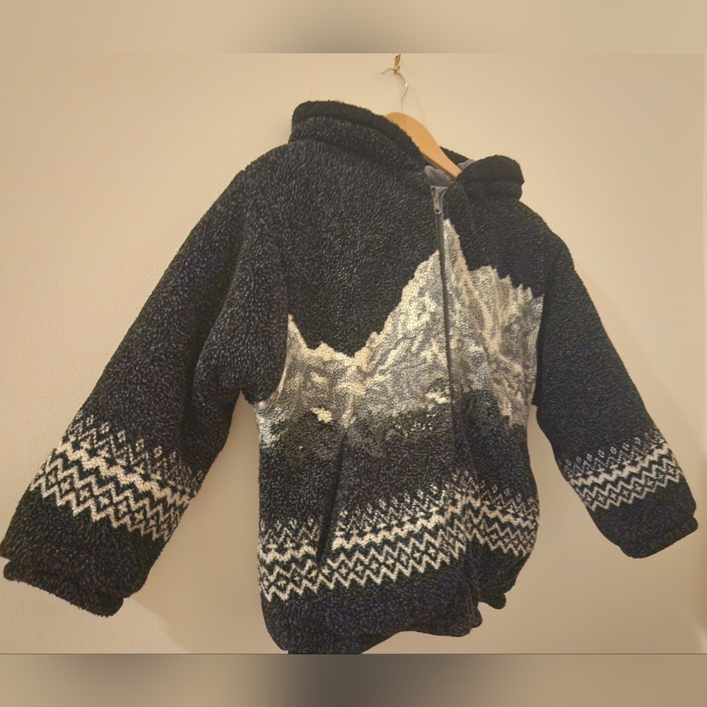 Kids Rothschild Mountain Scenic Nordic Blanket Inspired Fleece Jacket M - Picture 5 of 10